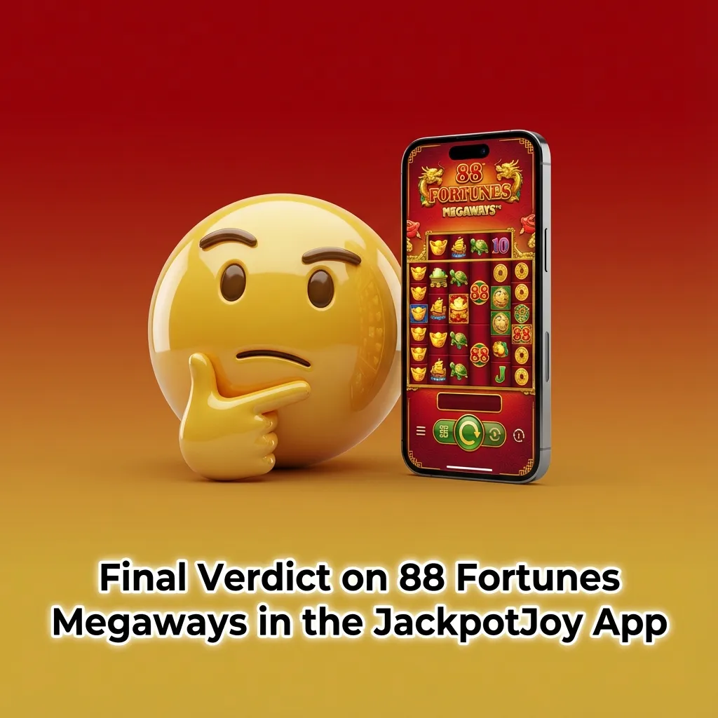 Smartphone screen showing 88 Fortunes Megaways slot gameplay within the JackpotJoy casino app interface