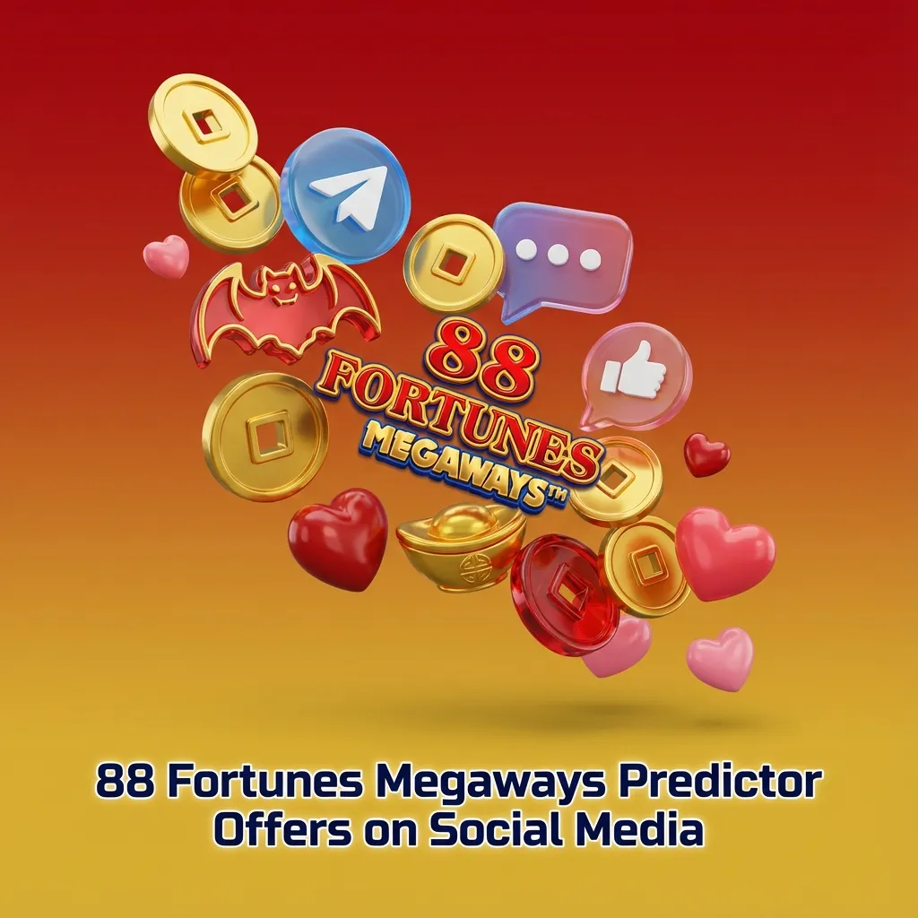 Illustration of social media apps with scammy 88 Fortunes Megaways Predictor ads, fake bots, and warning signs