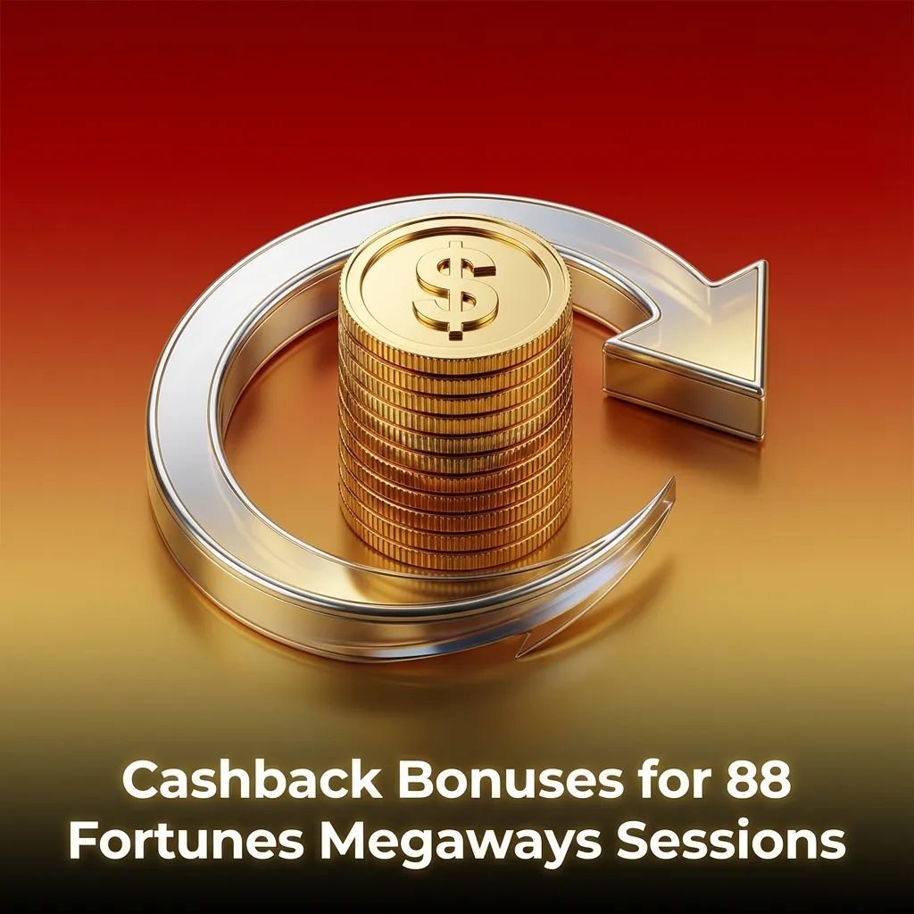 Illustration of 88 Fortunes Megaways slot with 10% cashback bonus refunding part of player’s losses as bonus funds