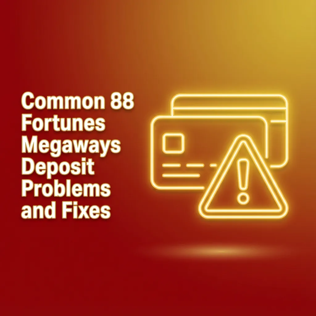 Infographic titled “Common 88 Fortunes Megaways Deposit Problems and Fixes” listing issues like card decline, delays, and KYC blocks.