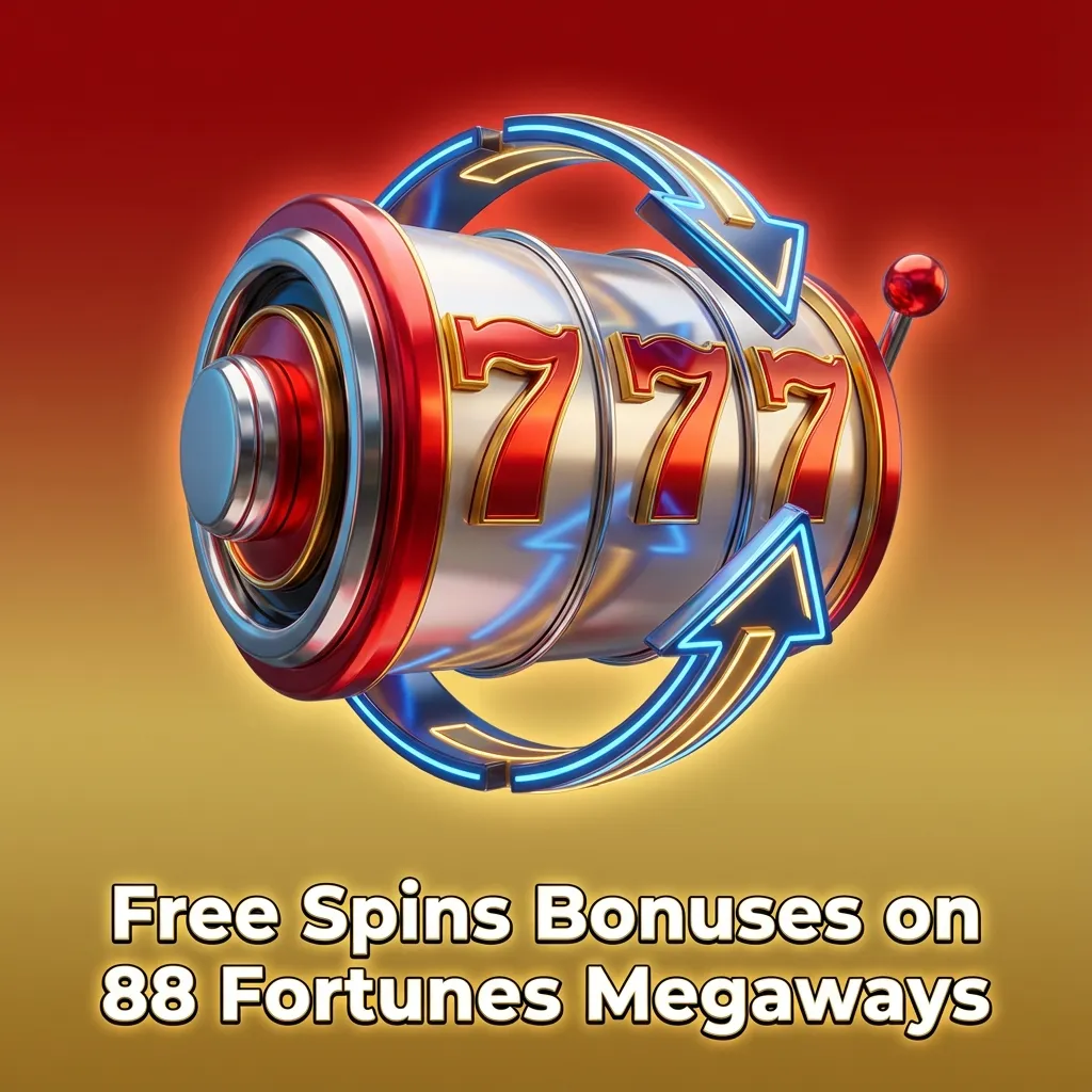 Illustration of 88 Fortunes Megaways free spins bonus with reels spinning and “Free Spins” text highlighted