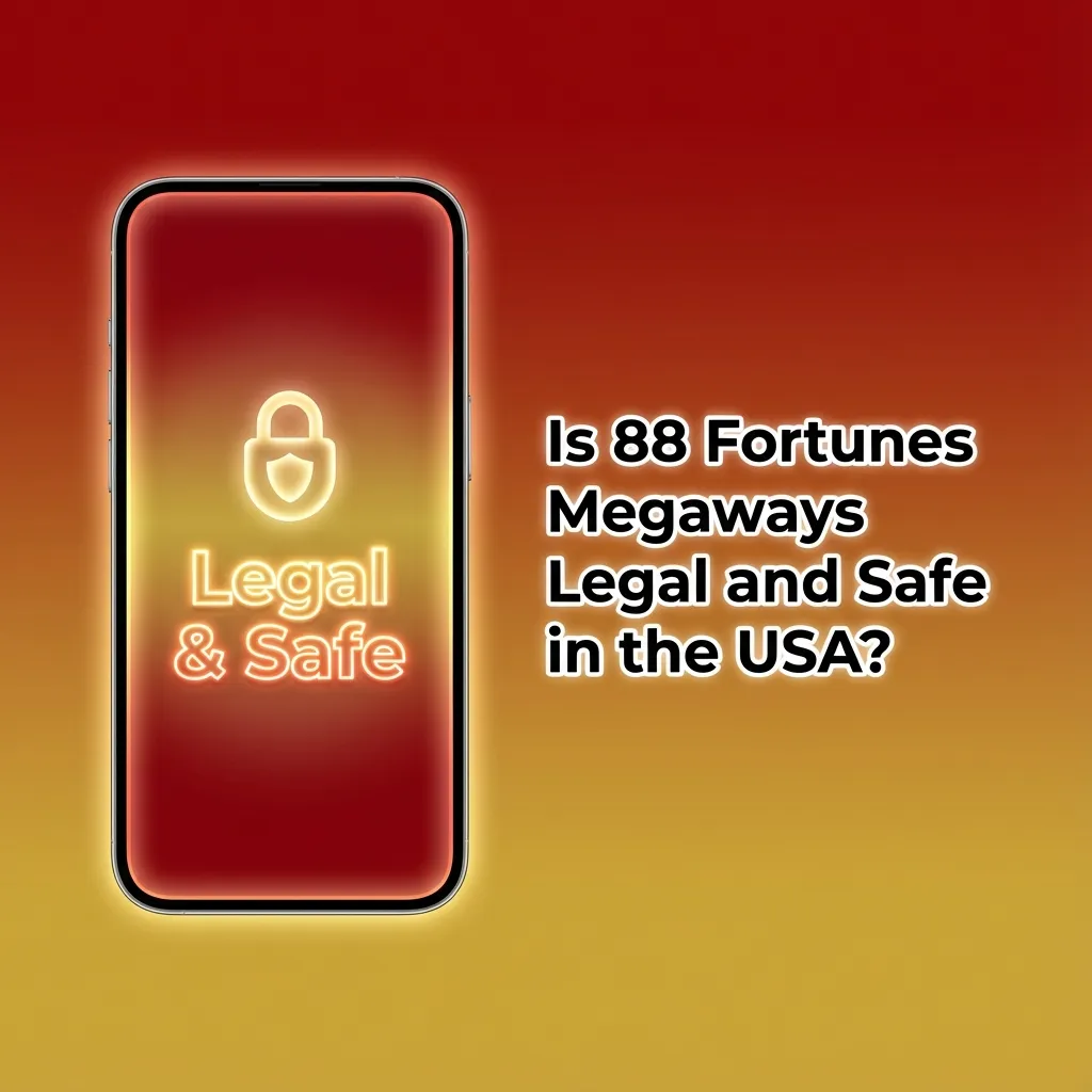 Graphic asking if 88 Fortunes Megaways is legal and safe in the USA, highlighting licensed state-regulated online casinos