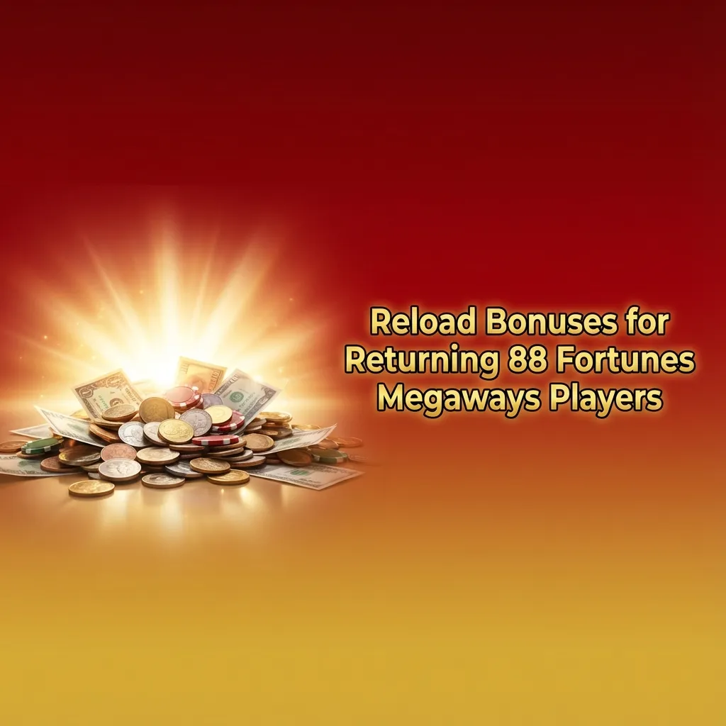 Banner reading “Reload Bonuses for Returning 88 Fortunes Megaways Players” with casino chips and a gift icon