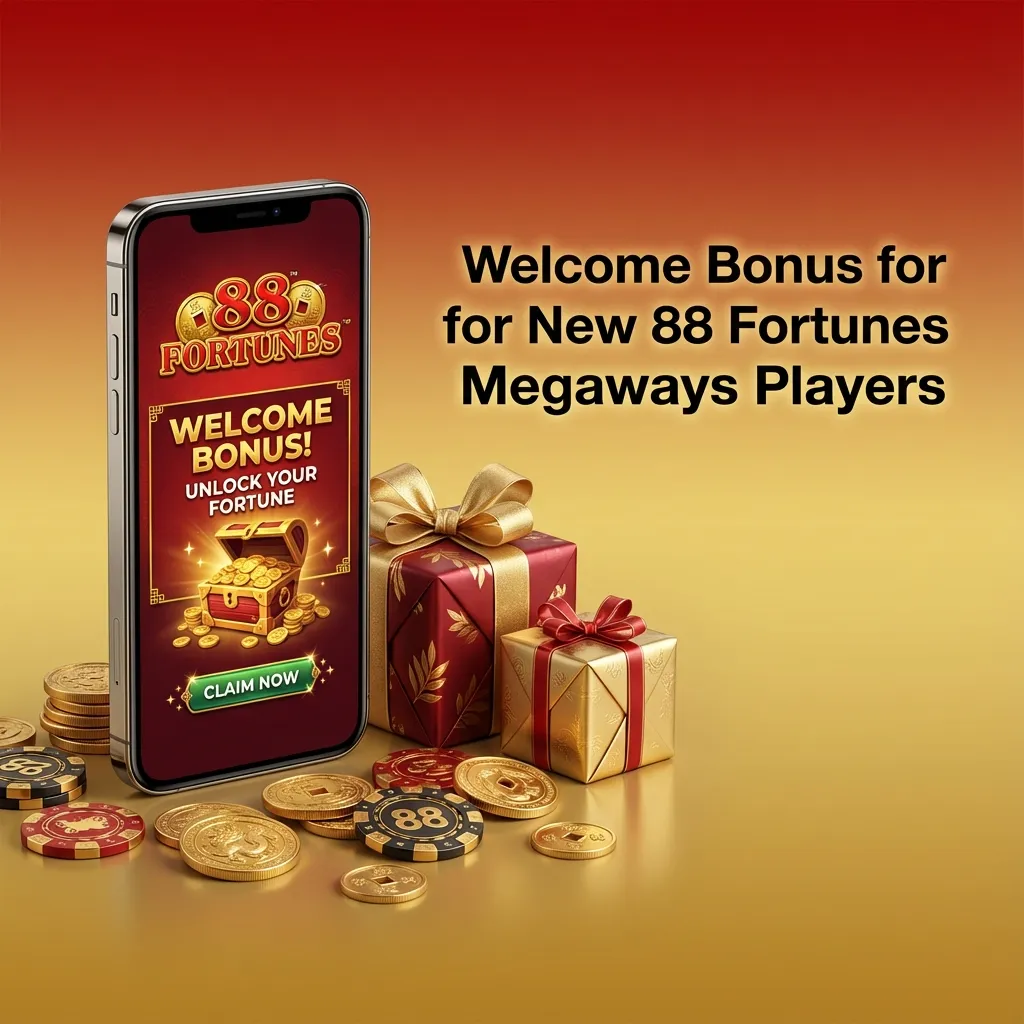 Promotional banner for new players showing a welcome bonus for 88 Fortunes Megaways with matched deposit and free spins