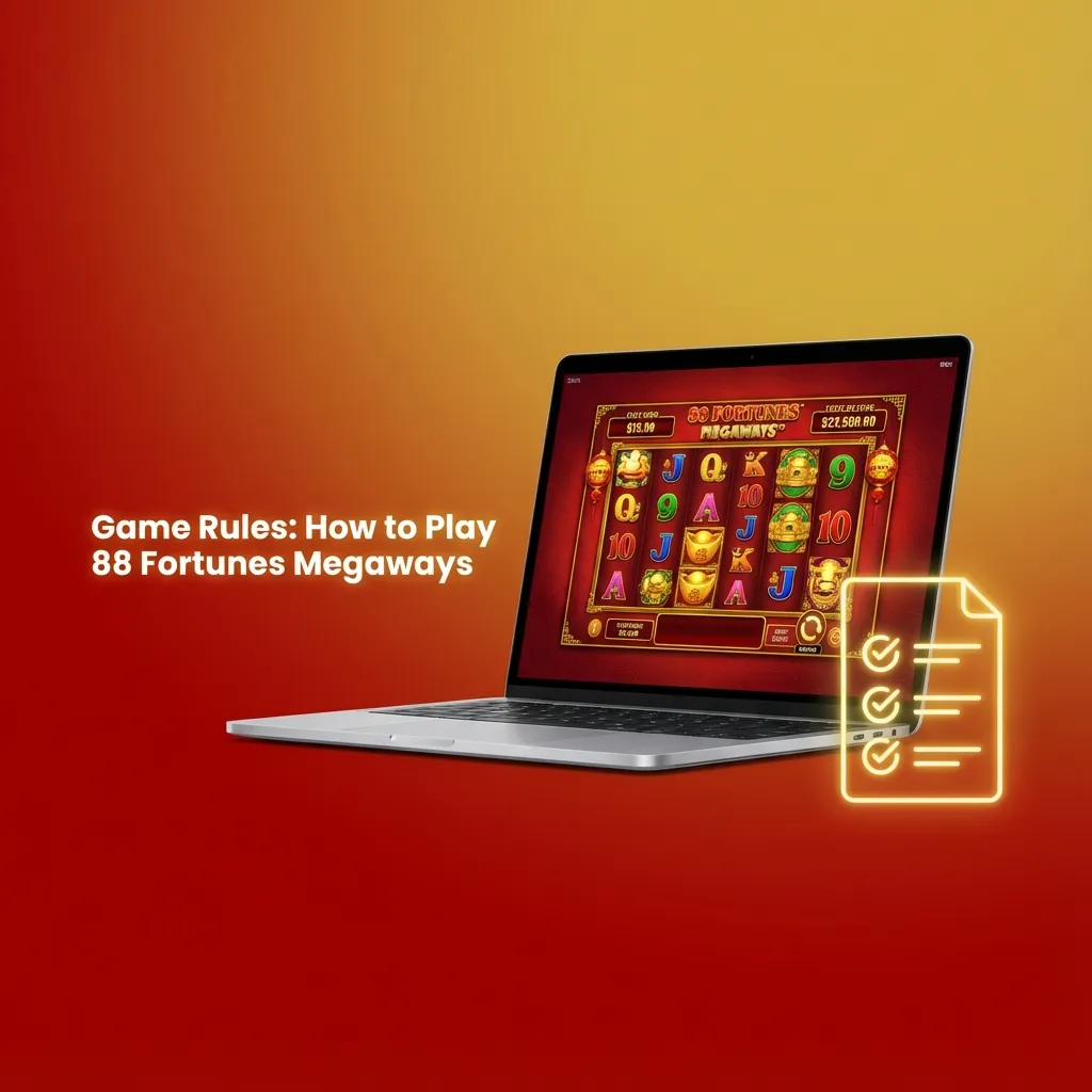 Infographic explaining rules and features of 88 Fortunes Megaways slot, including reels, free spins, multipliers, and jackpots